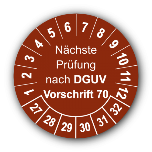 Nächste Prüfung nach DGUV Vorschrift 70, braun