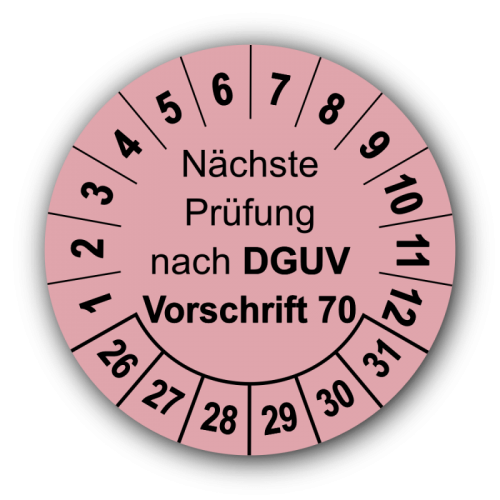 Nächste Prüfung nach DGUV Vorschrift 70, rosa
