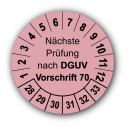 Nächste Prüfung nach DGUV Vorschrift 70, rosa