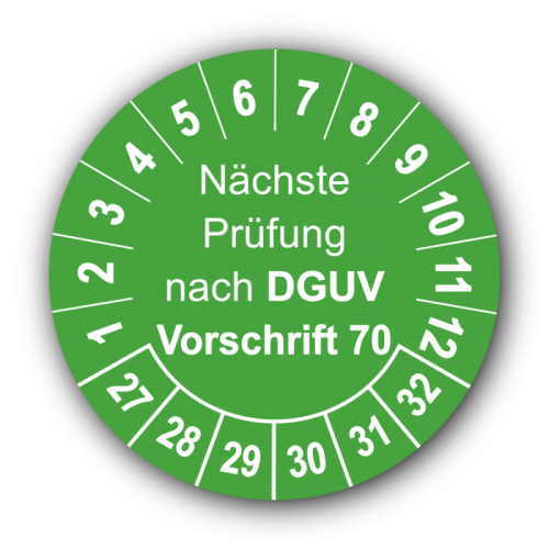 Nächste Prüfung nach DGUV Vorschrift 70, grün