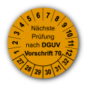 Nächste Prüfung nach DGUV Vorschrift 70, orange