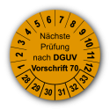 Nächste Prüfung nach DGUV Vorschrift 70, orange