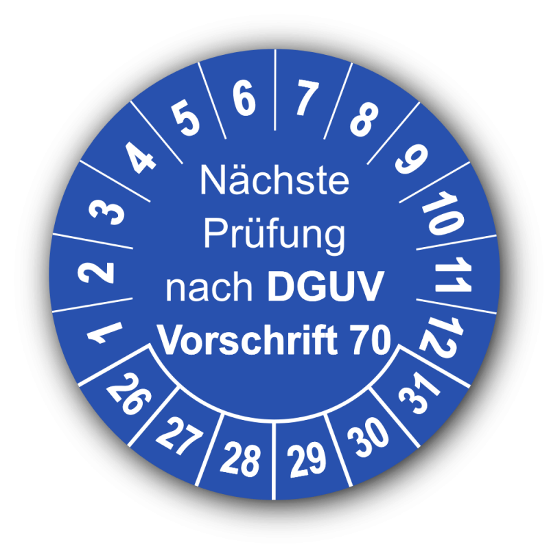 Nächste Prüfung nach DGUV Vorschrift 70, blau