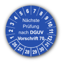 Nächste Prüfung nach DGUV Vorschrift 70, blau
