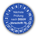 Nächste Prüfung nach DGUV Vorschrift 70, blau