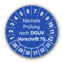 Nächste Prüfung nach DGUV Vorschrift 70, blau