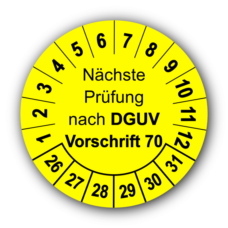 Nächste Prüfung nach DGUV Vorschrift 70, gelb