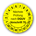 Nächste Prüfung nach DGUV Vorschrift 70, gelb