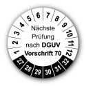 Nächste Prüfung nach DGUV Vorschrift 70, weiß