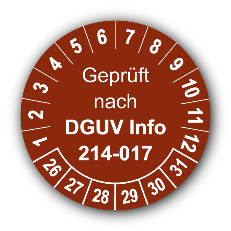 Geprüft nach DGUV Information 214-017, braun