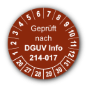 Geprüft nach DGUV Information 214-017, braun