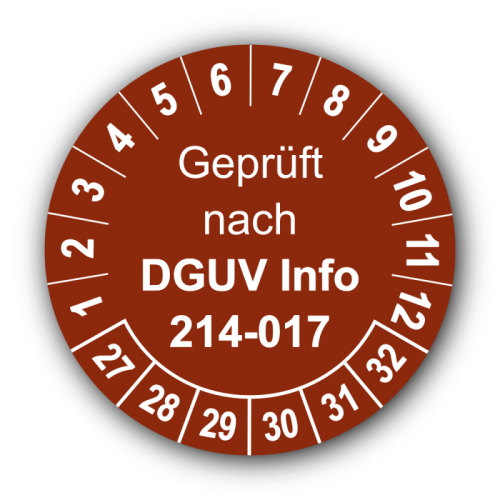 Geprüft nach DGUV Information 214-017, braun