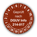 Geprüft nach DGUV Information 214-017, braun
