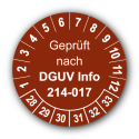 Geprüft nach DGUV Information 214-017, braun