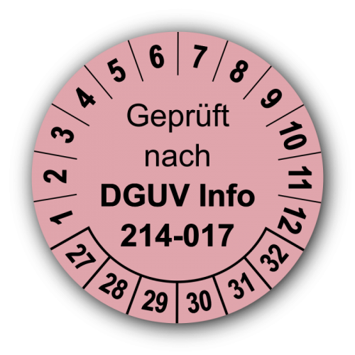 Geprüft nach DGUV Information 214-017, rosa