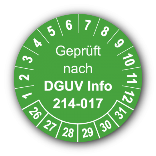 Geprüft nach DGUV Information 214-017, grün