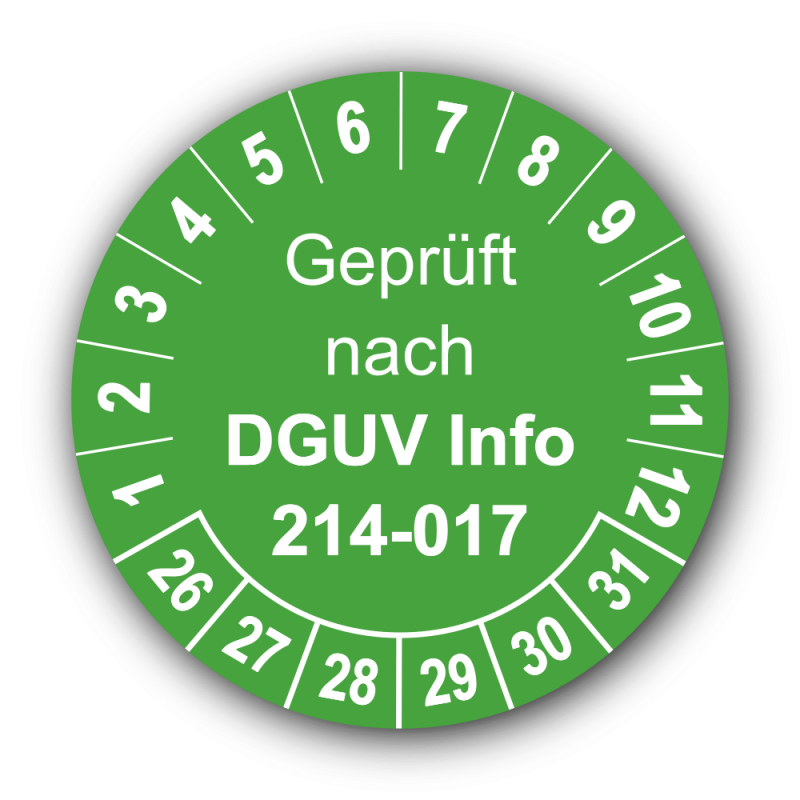 Geprüft nach DGUV Information 214-017, grün