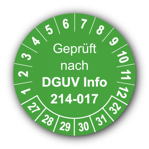 Geprüft nach DGUV Information 214-017, grün