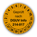 Geprüft nach DGUV Information 214-017, orange