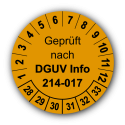 Geprüft nach DGUV Information 214-017, orange