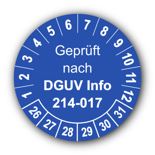 Geprüft nach DGUV Information 214-017, blau
