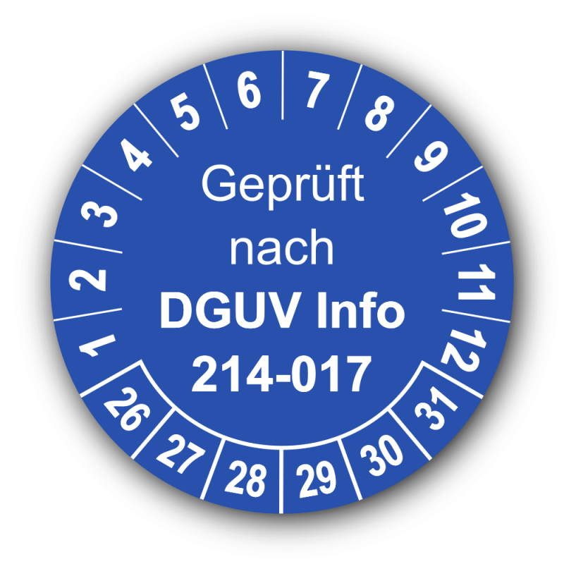 Geprüft nach DGUV Information 214-017, blau