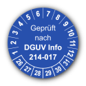 Geprüft nach DGUV Information 214-017, blau