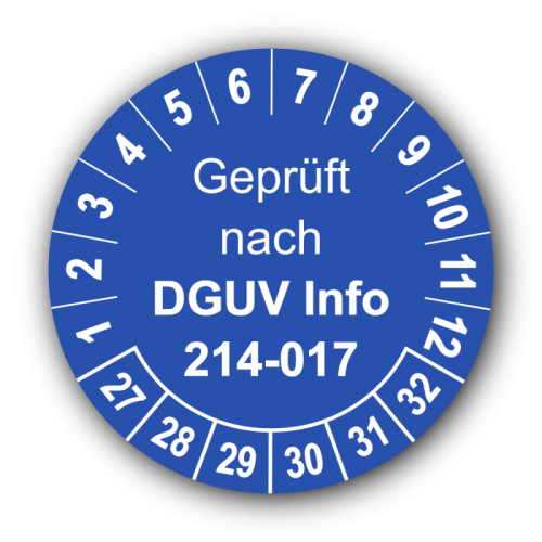 Geprüft nach DGUV Information 214-017, blau