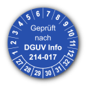 Geprüft nach DGUV Information 214-017, blau