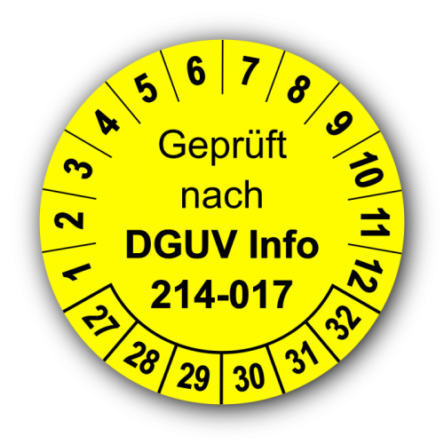 Geprüft nach DGUV Information 214-017, gelb