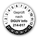 Geprüft nach DGUV Information 214-017, weiß