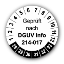 Geprüft nach DGUV Information 214-017, weiß