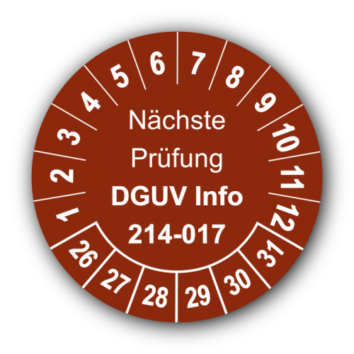 Nächste Prüfung DGUV Information 214-017, braun