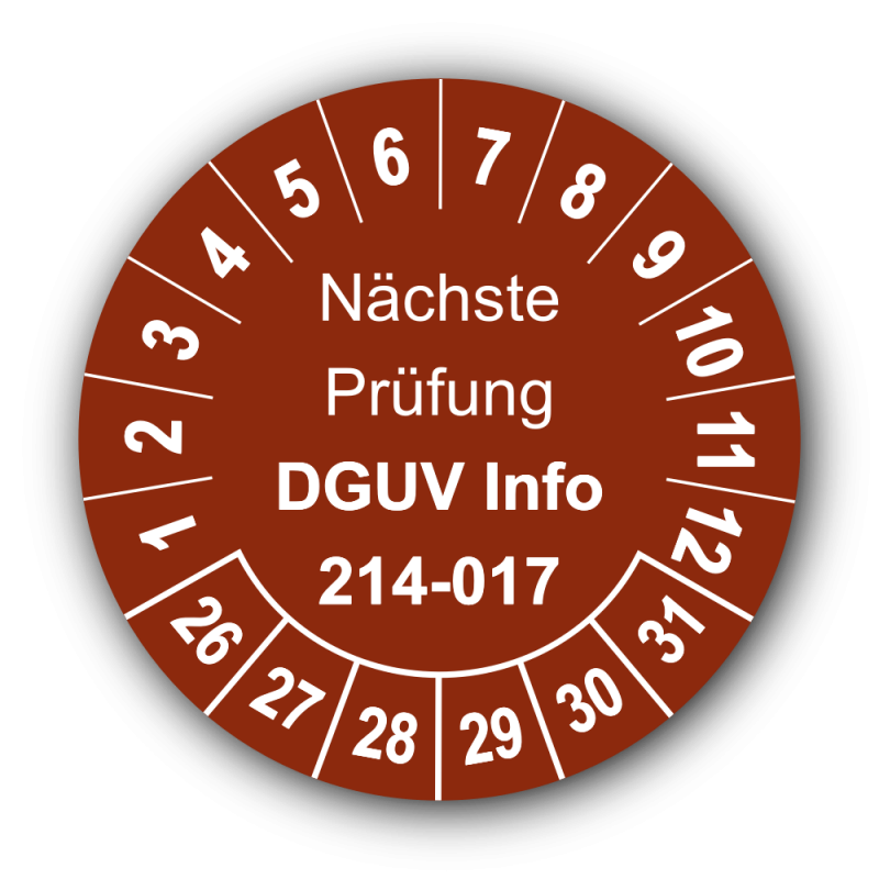 Nächste Prüfung DGUV Information 214-017, braun