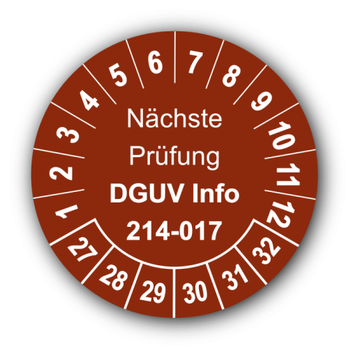 Nächste Prüfung DGUV Information 214-017, braun