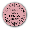 Nächste Prüfung DGUV Information 214-017, rosa
