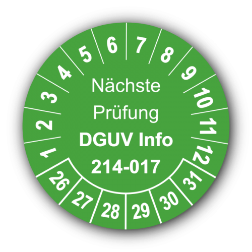 Nächste Prüfung DGUV Information 214-017, grün