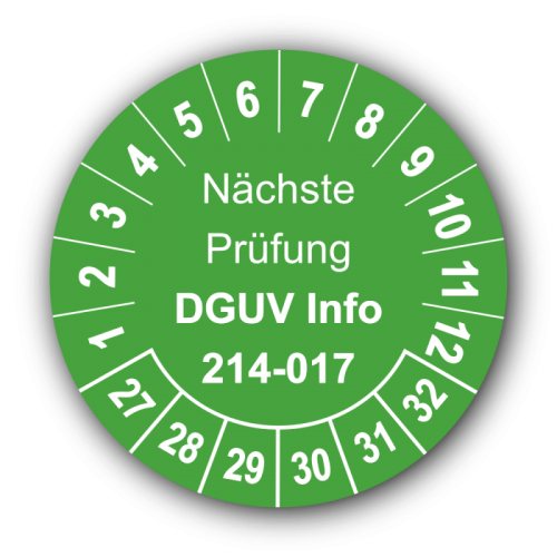 Nächste Prüfung DGUV Information 214-017, grün