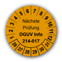 Nächste Prüfung DGUV Information 214-017, orange