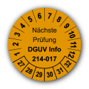 Nächste Prüfung DGUV Information 214-017, orange