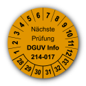 Nächste Prüfung DGUV Information 214-017, orange