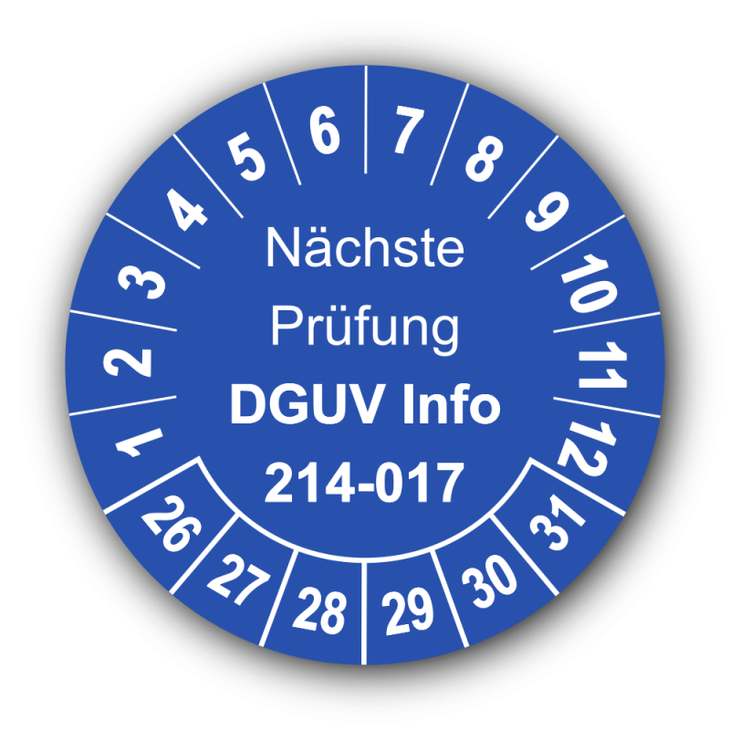 Nächste Prüfung DGUV Information 214-017, blau