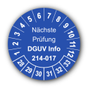 Nächste Prüfung DGUV Information 214-017, blau
