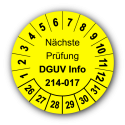 Nächste Prüfung DGUV Information 214-017, gelb