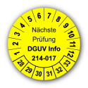 Nächste Prüfung DGUV Information 214-017, gelb