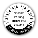 Nächste Prüfung DGUV Information 214-017, weiß