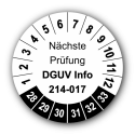 Nächste Prüfung DGUV Information 214-017, weiß