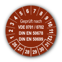 Geprüft nach VDE 0701 / 0702 DIN EN 50678 DIN EN 50699, braun