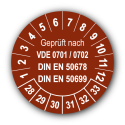 Geprüft nach VDE 0701 / 0702 DIN EN 50678 DIN EN 50699, braun