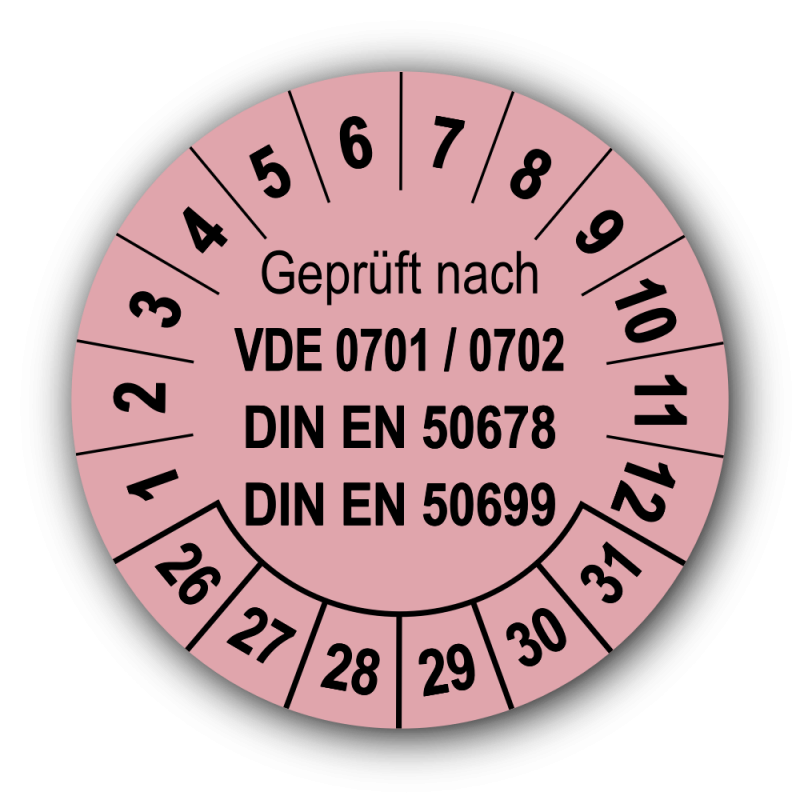 Geprüft nach VDE 0701 / 0702 DIN EN 50678 DIN EN 50699, rosa